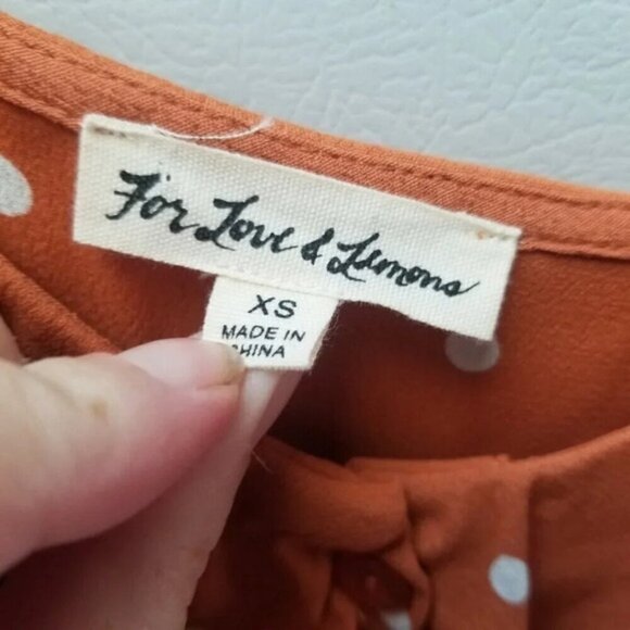 For Love and Lemons Natalia Midi Polka Dot Orange Saffron Dress XS - Picture 5 of 14